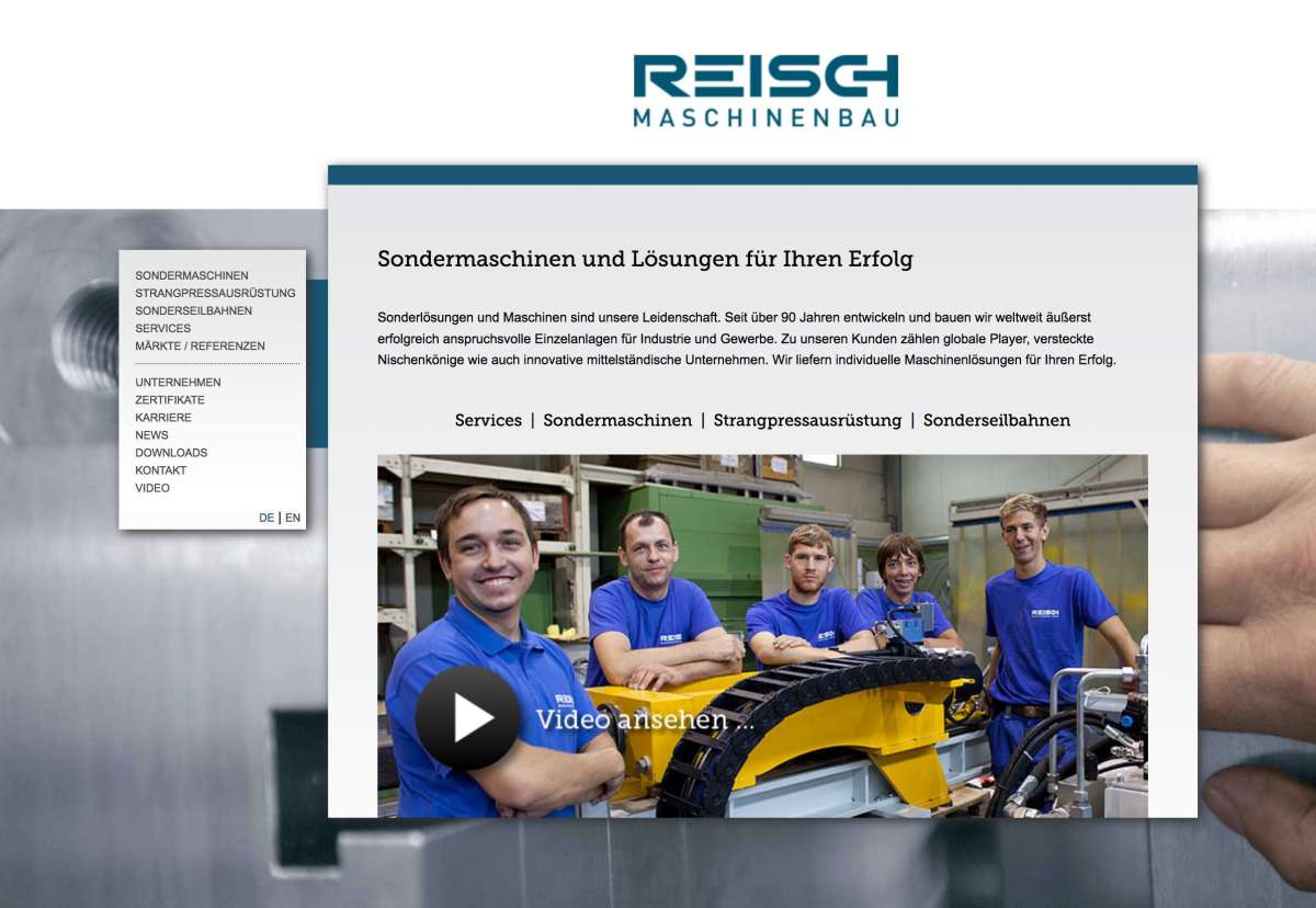 Screenshot www.reisch.at / Website REISCH Maschinenbau