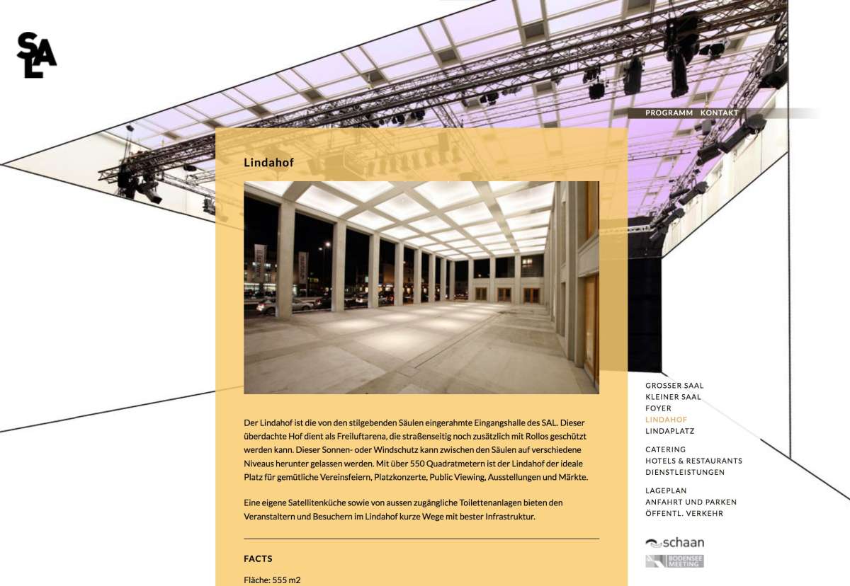 Screenshot www.sal.li / Website SAL Saal am Lindenplatz