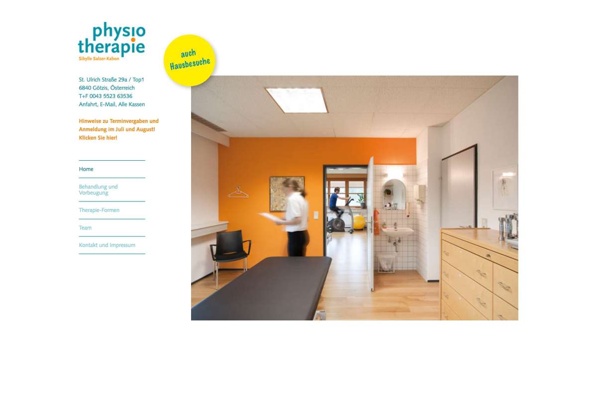 Screenshot www.physiotherapie-salzer.com / Website Physiotherapie Salzer-Kabon