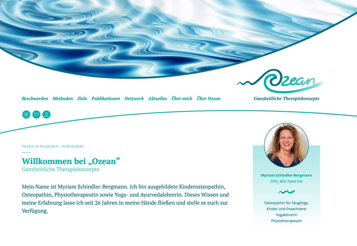 Screenshot www.ozean-schindler.at / Website Ozean – Ganzheitliche Therapiekonzepte