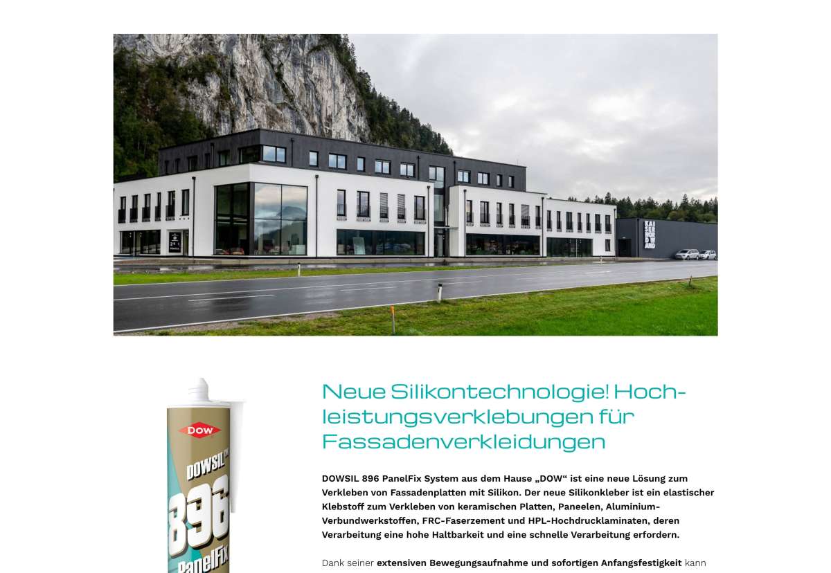 Screenshot www.klebenmitsilikon.at / Website SIMO Silikonhandel – DOWSIL 896