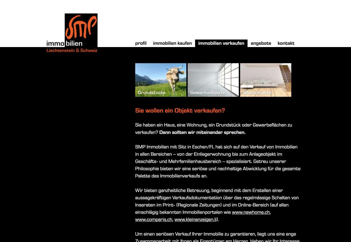 Screenshot www.smp-immobilien.com / Website SMP Immobilien