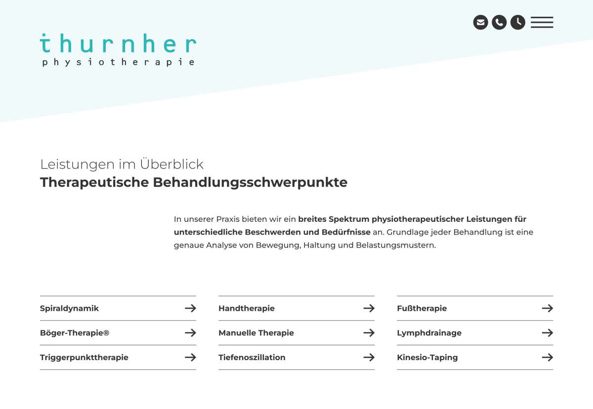 Screenshot www.thurnher-physiotherapie.at / Website Thurnher Matthias