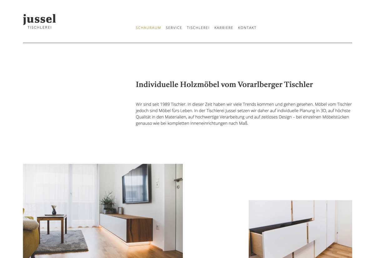 Screenshot www.tischlerei-jussel.at / Website Tischlerei Jussel