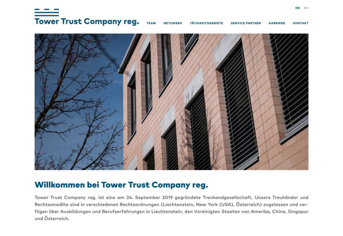 Screenshot www.tower.li / Website Tower Trust Company