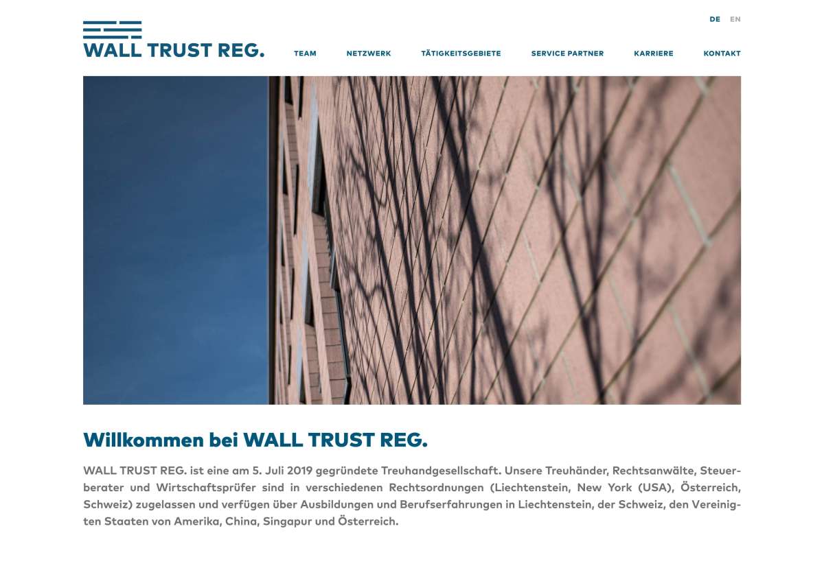 Screenshot www.walltrust.li / Website WALL TRUST