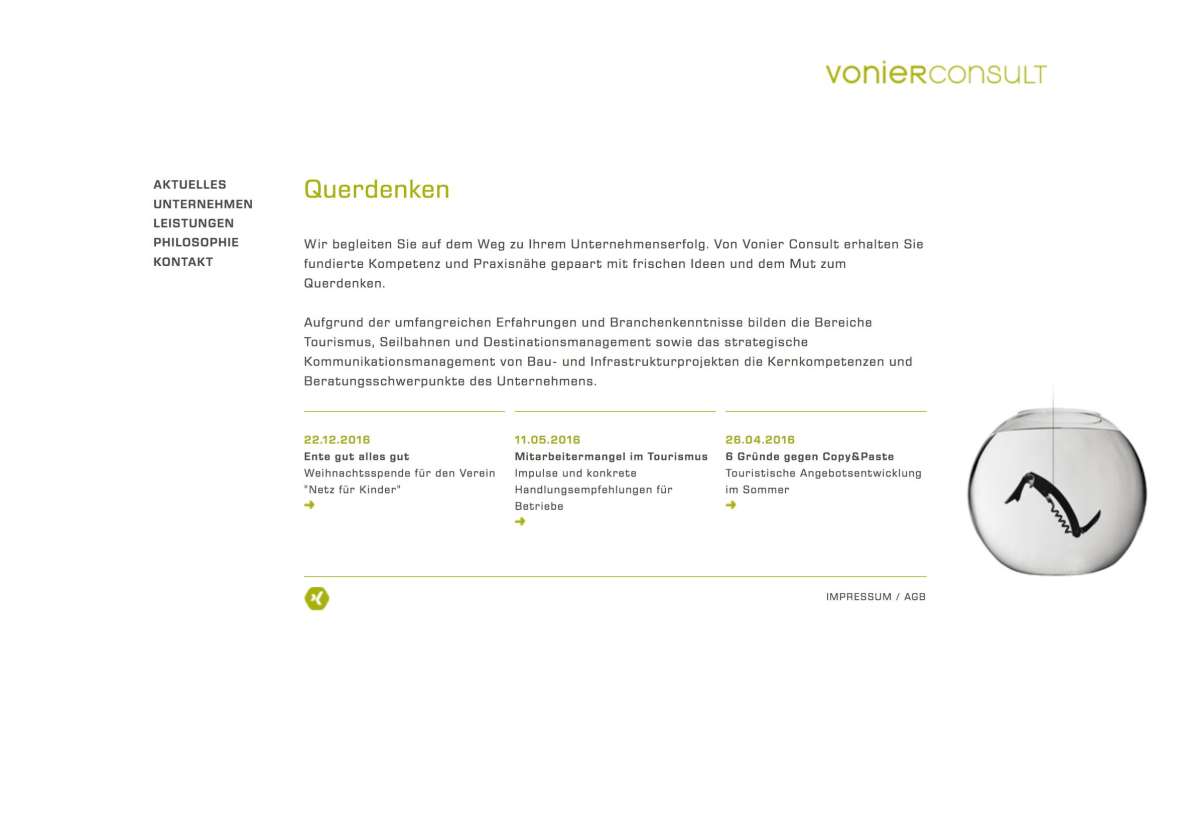 Screenshot www.vonier-consult.at / Website Vonier Consult