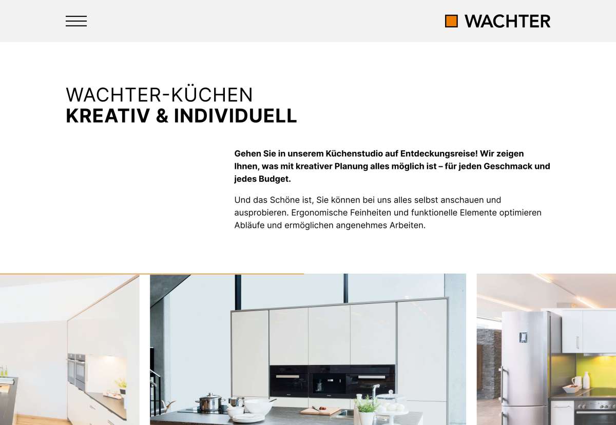 Screenshot www.wachter-wohnen.at / Website Wachter Einrichtung
