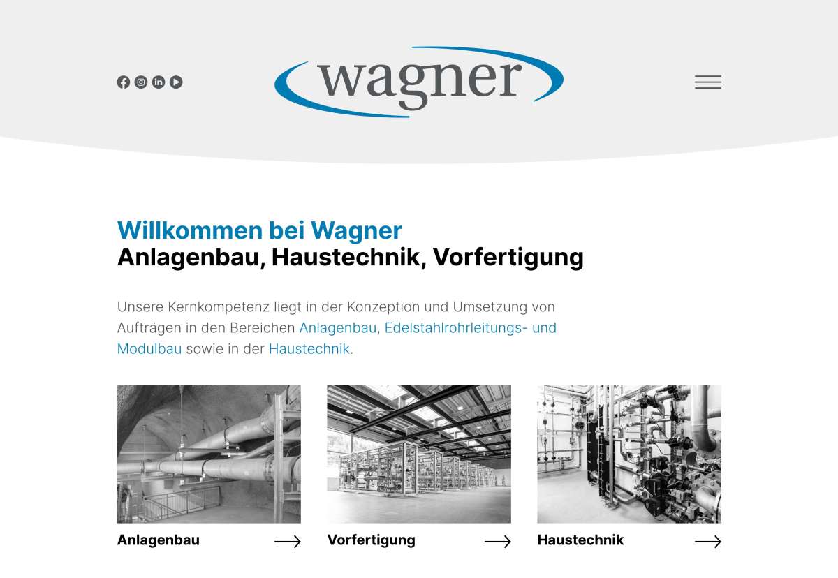 Screenshot www.wagnergmbh.com / Website Wagner Haustechnik & Anlagenbau