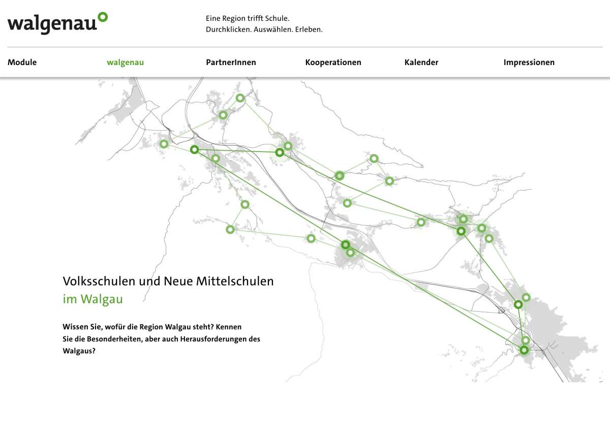 Screenshot www.walgenau.at / Website walgenau Wissensplattform