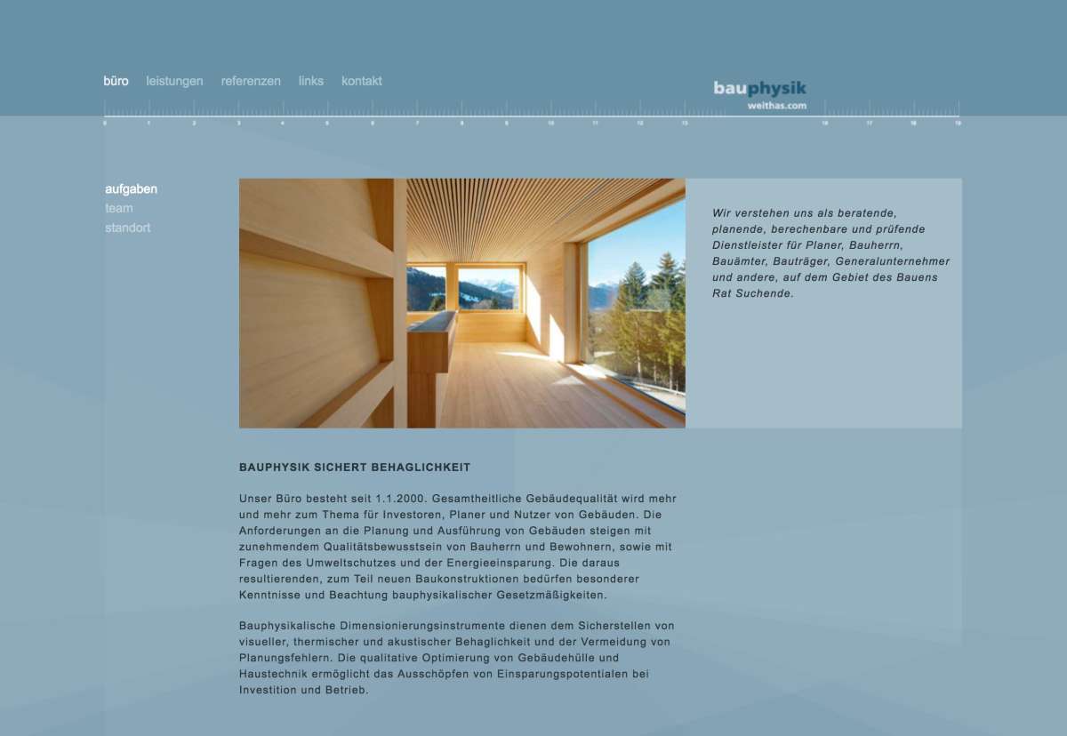 Screenshot www.weithas.com / Website Weithas Bauphysik