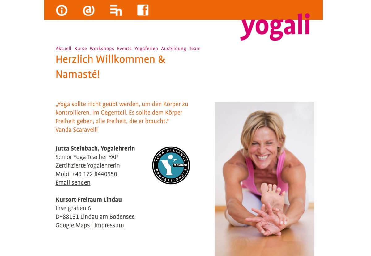 Screenshot www.yogali.de / Website yogali Yogastudio
