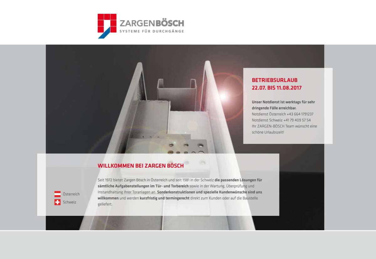 Screenshot www.zargen-boesch.com / Website Zargen Bösch
